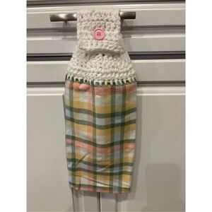 Crochet Top Kitchen Towel- Spring Plaids